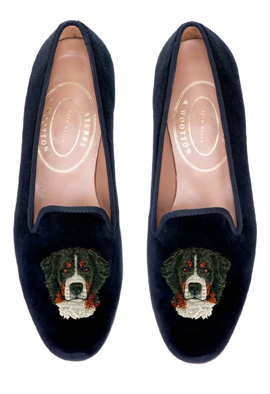 Bernese Black Velvet Slipper (Men) sold by Stubbs & Wootton