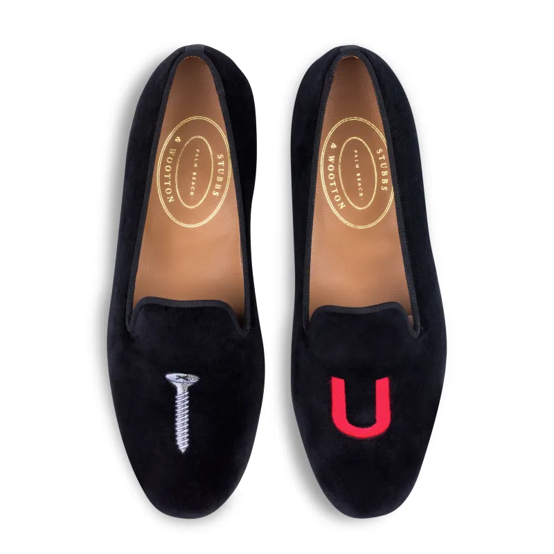 College Black Velvet Slipper (Men) sold by Stubbs & Wootton