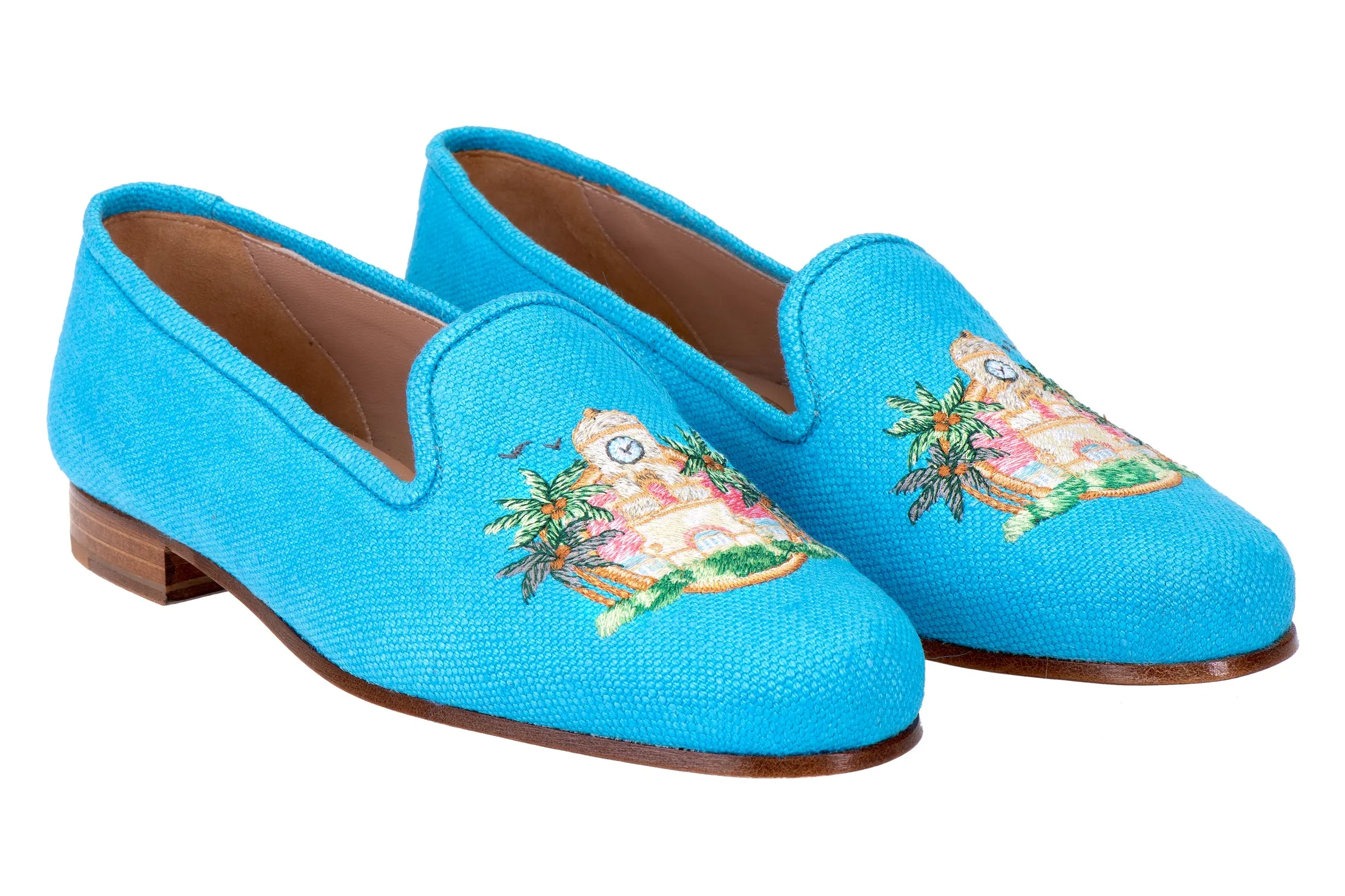 Clocktower Turquoise Linen Slipper (Women) sold by Stubbs & Wootton product image thumbnail 3