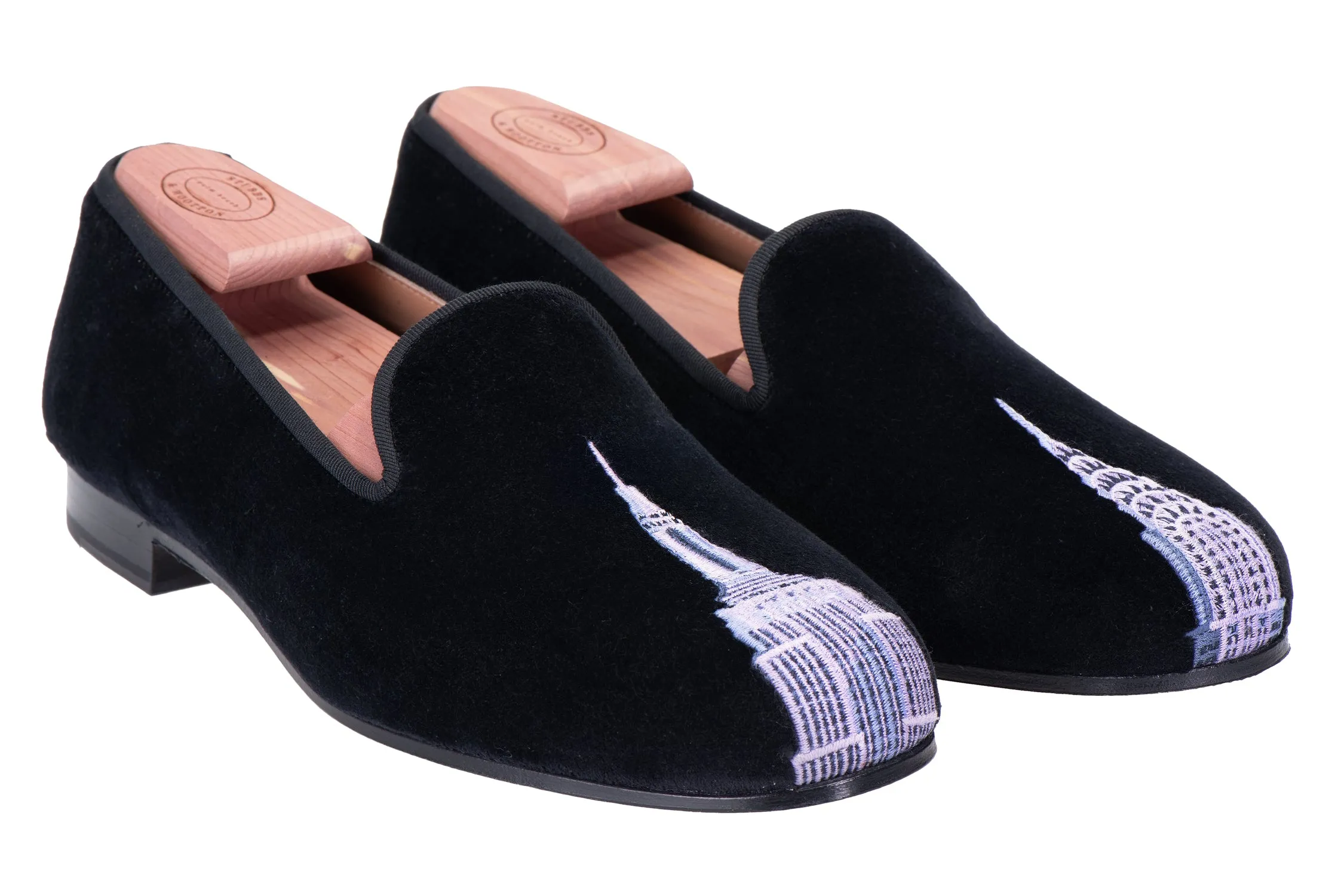 Skyscraper Black Velvet Slipper (Men) sold by Stubbs & Wootton product image thumbnail 2