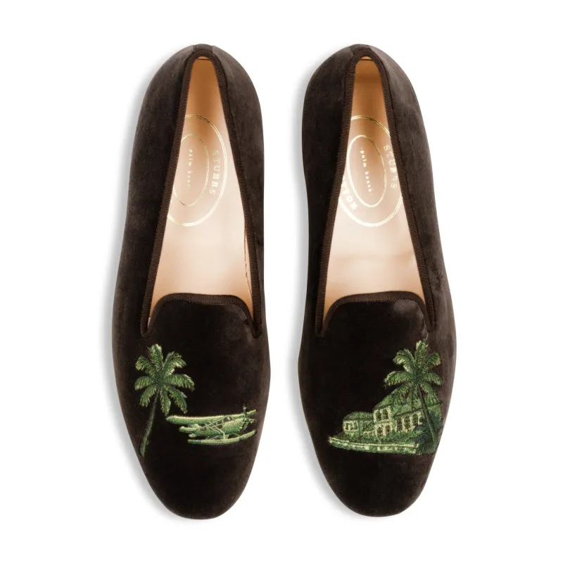 Montego Bay Espresso Velvet Slipper (Men) sold by Stubbs & Wootton