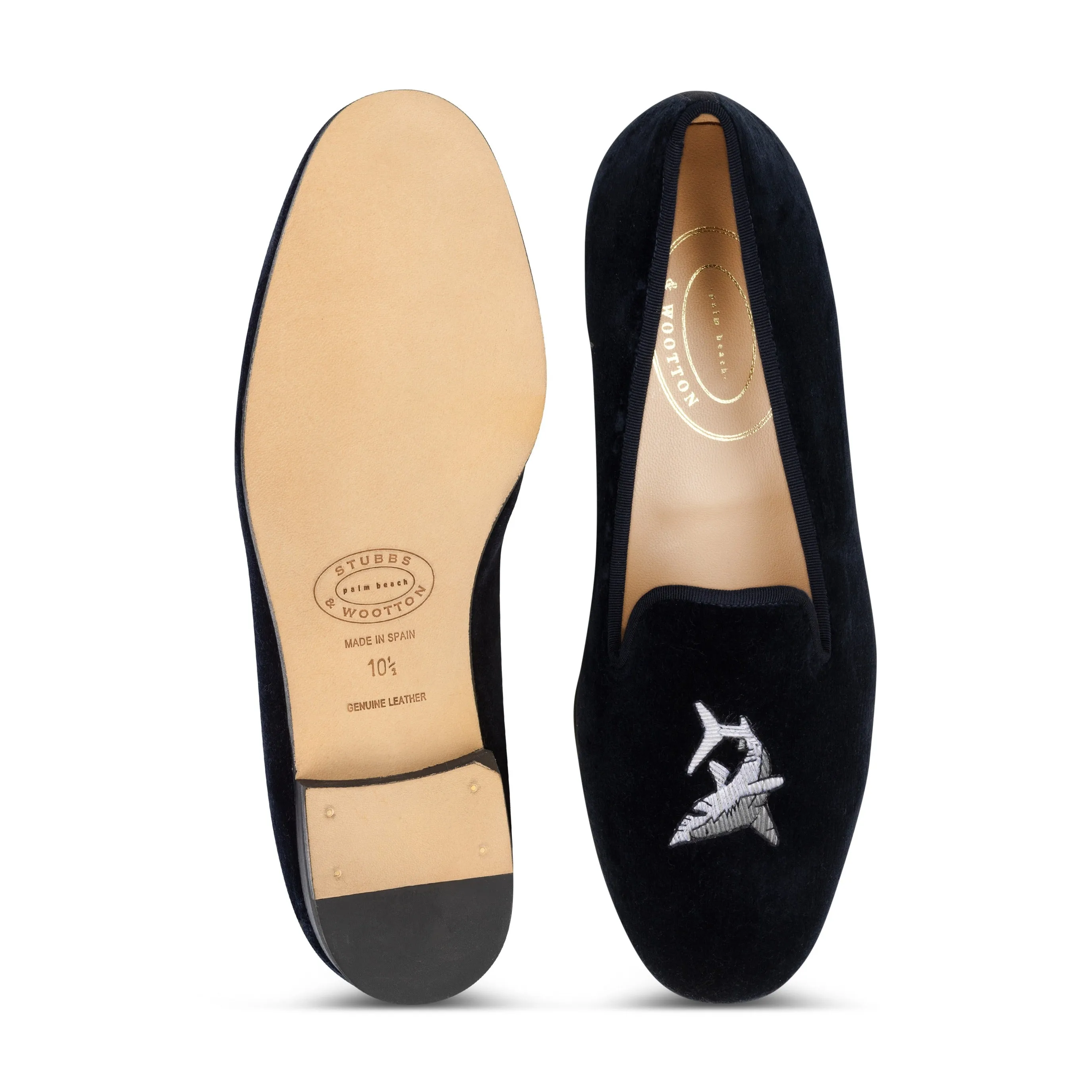 Shark Navy Velvet Slipper (Men) sold by Stubbs & Wootton product image thumbnail 4