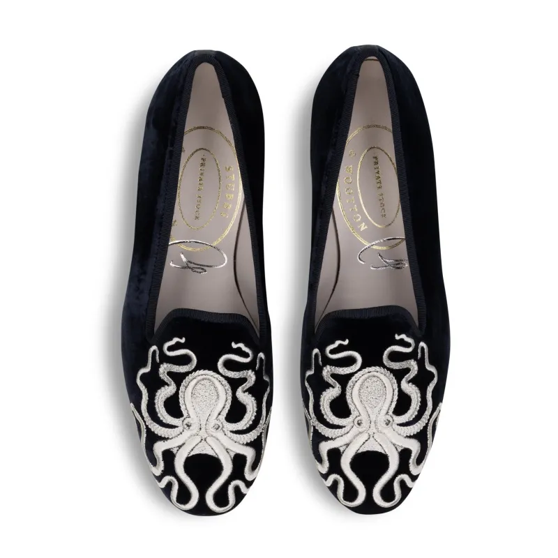 Kraken Navy Velvet Slipper (Women) sold by Stubbs & Wootton