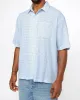 BOXY FLAT HEM SHIRT CRINKLED sold by Stussy