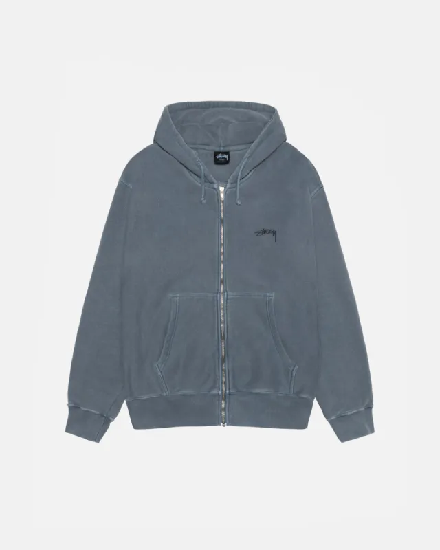 SMOOTH STOCK ZIP HOODIE PIGMENT DYED sold by Stussy