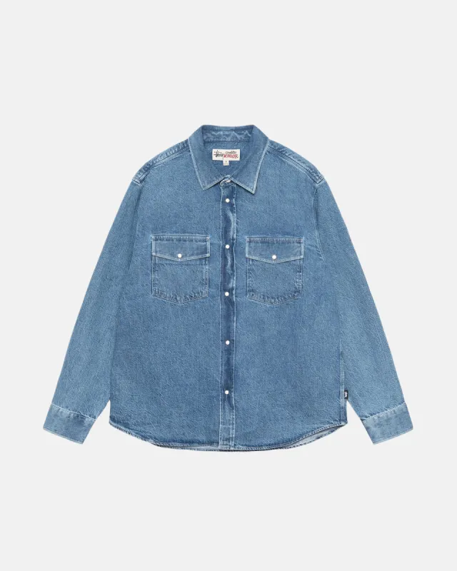 BOXY WESTERN DENIM SHIRT sold by Stussy