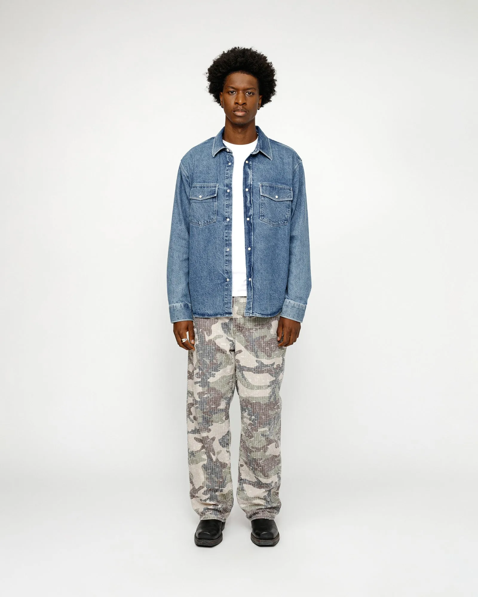 BOXY WESTERN DENIM SHIRT sold by Stussy product image thumbnail 3
