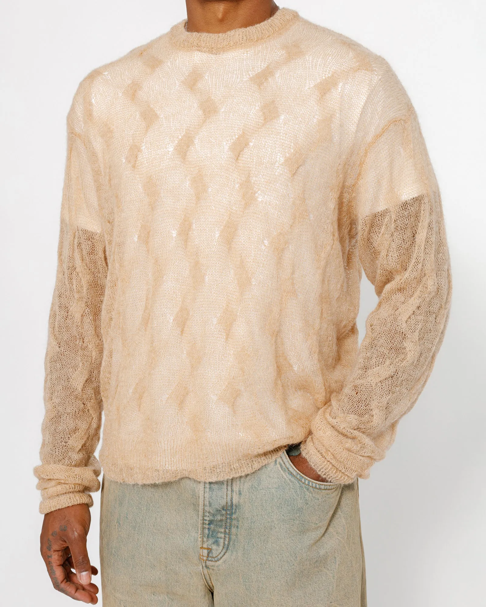 LOOSE KNIT CROSS CABLE SWEATER sold by Stussy product image thumbnail 5