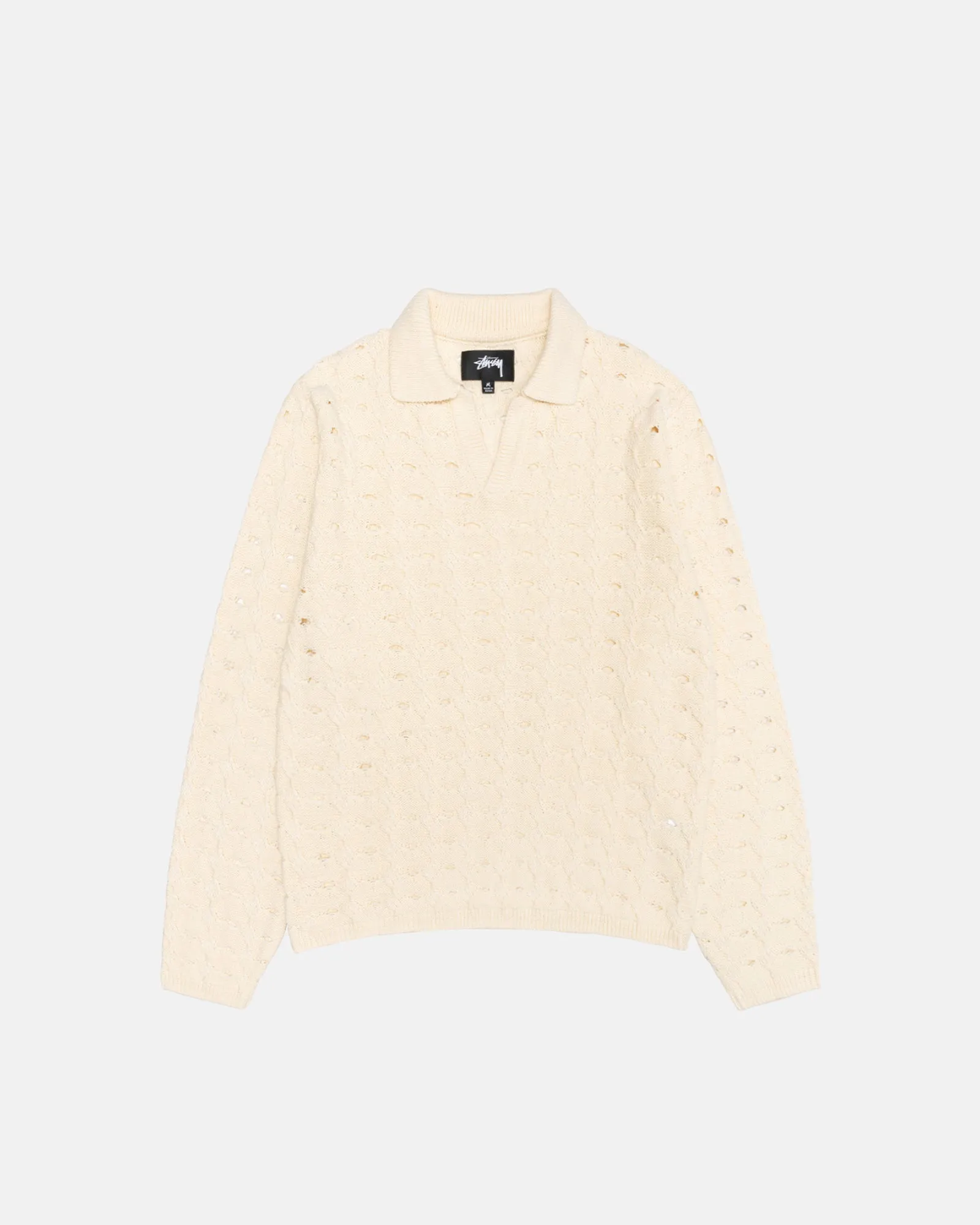 OPEN KNIT COLLARED SWEATER sold by Stussy