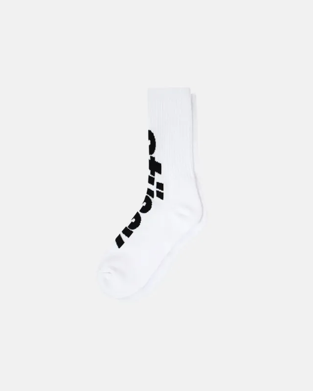 BIG HELVETICA CREW SOCKS sold by Stussy