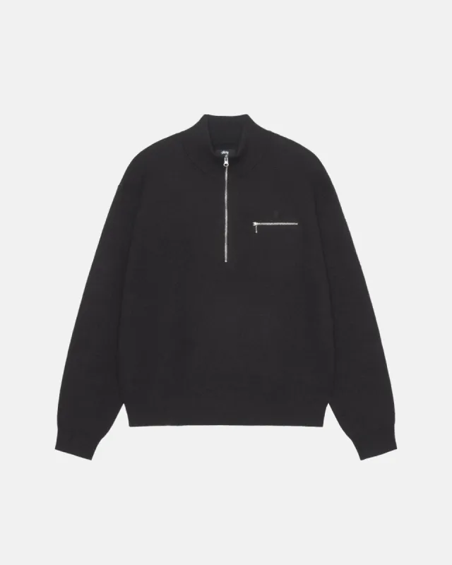 HALF ZIP MOCK NECK SWEATER sold by Stussy