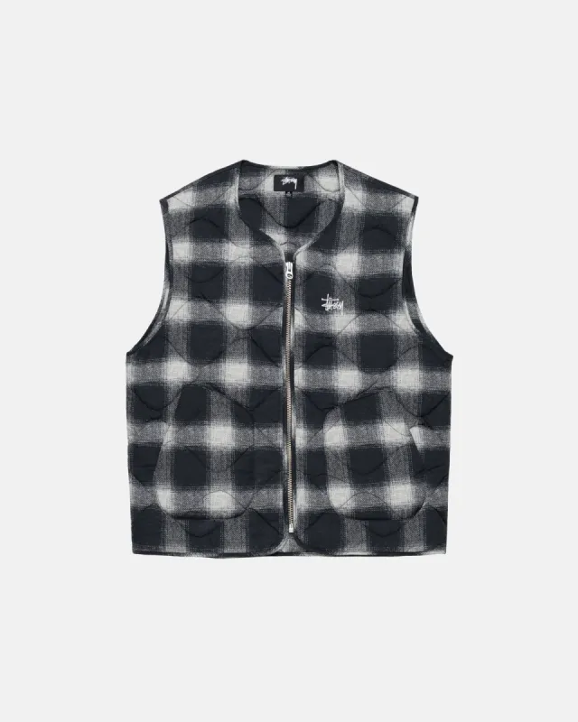 PLAID NYLON LINER VEST sold by Stussy