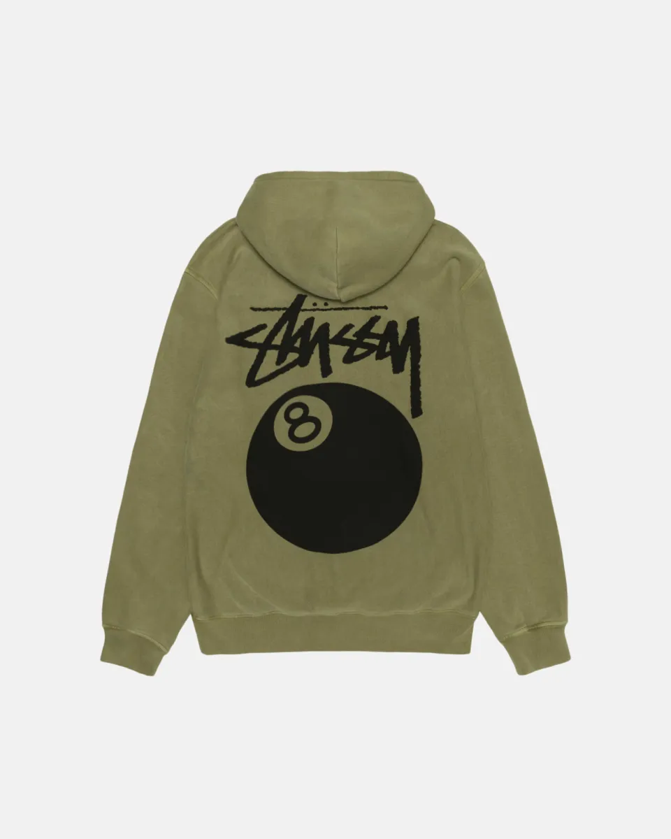 STUSSY 8 BALL ZIP HOODIE PIGMENT DYED