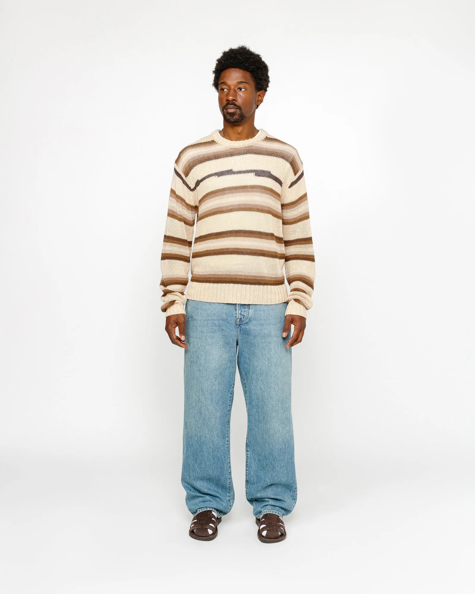 トップス STUSSY TONAL STRIPE LINEN SWEATER Stussy Tonal Stripe Linen Sweater Natural Men's - SS24 - US