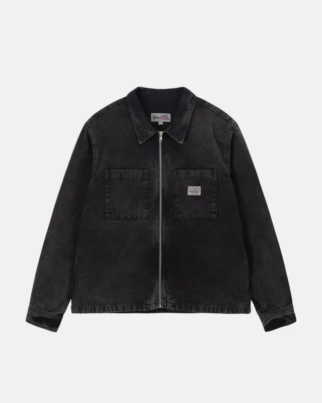 WASHED CANVAS ZIP SHIRT sold by Stussy
