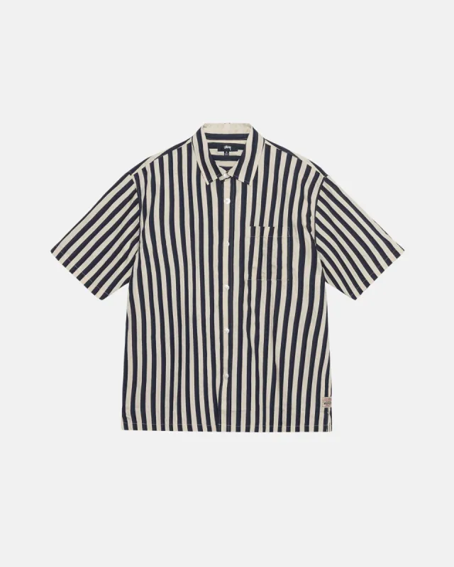 BOXY FLAT HEM SHIRT STRIPED sold by Stussy