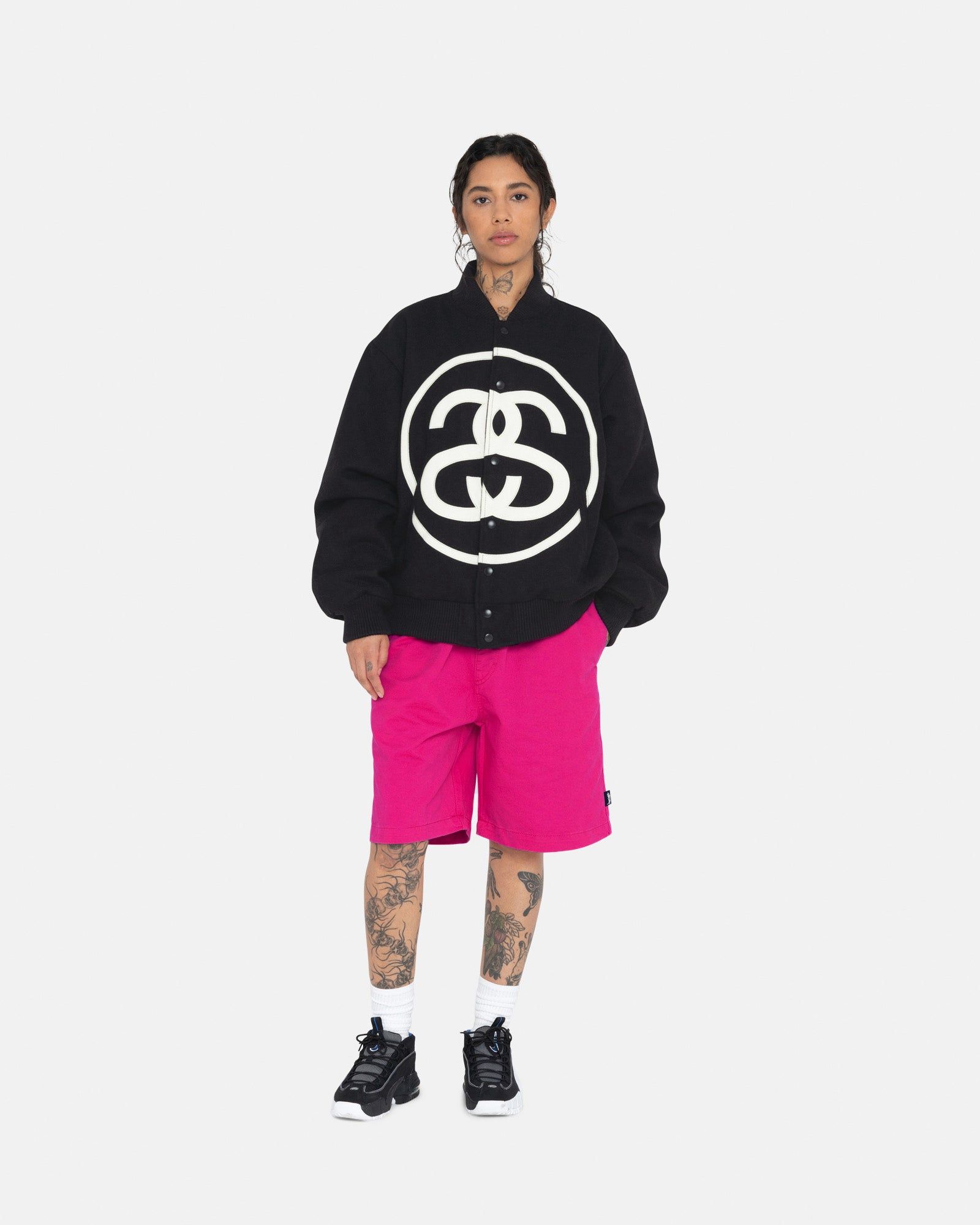 STUSSY ・SS Link Varsity Jacket Black SS-LINK VARSITY JACKET | Parallel