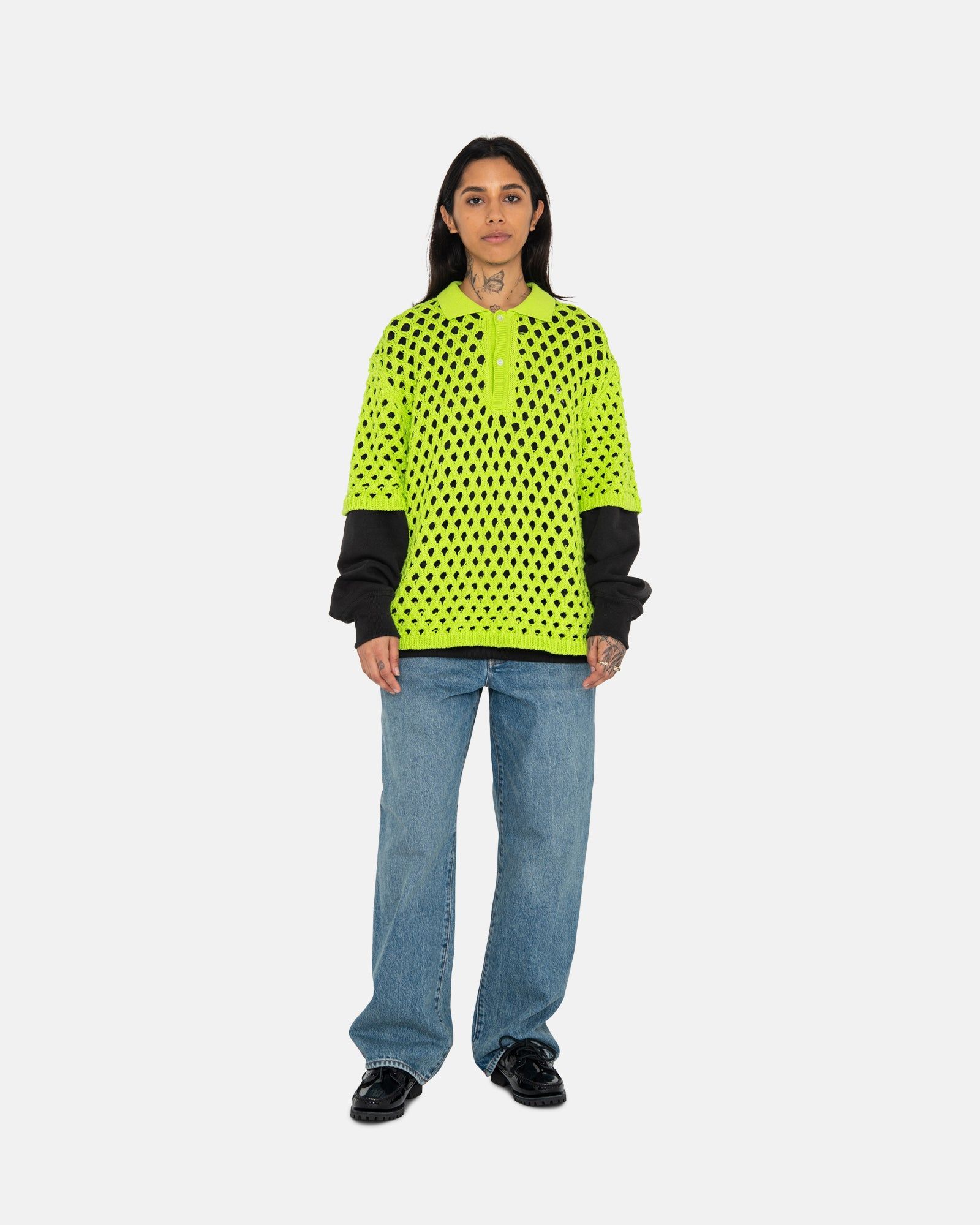 BIG MESH POLO SWEATER sold by Stussy product image thumbnail 7