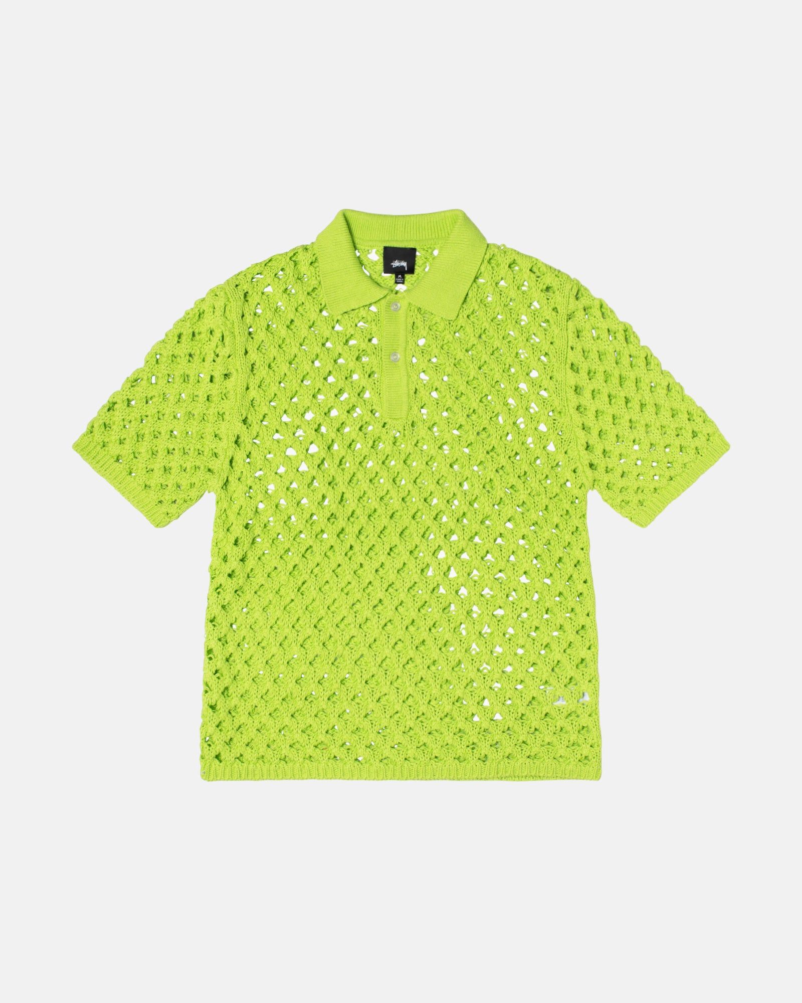 BIG MESH POLO SWEATER sold by Stussy