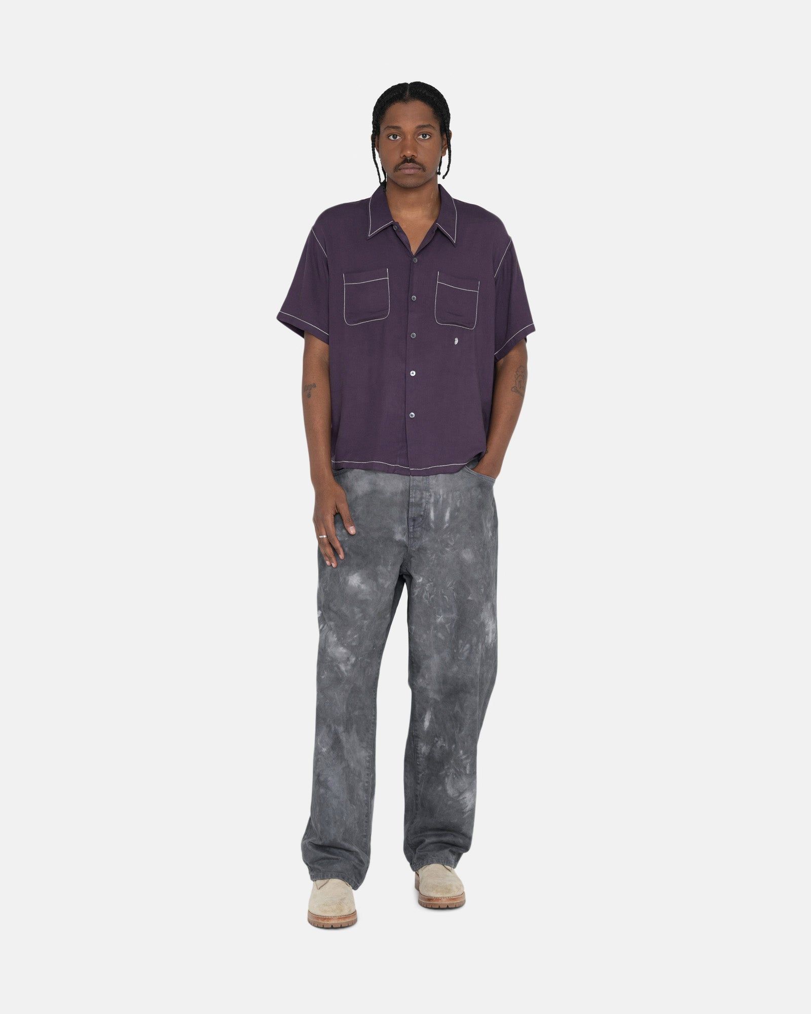 CONTRAST PICK STITCHED SHIRT sold by Stussy product image thumbnail 4
