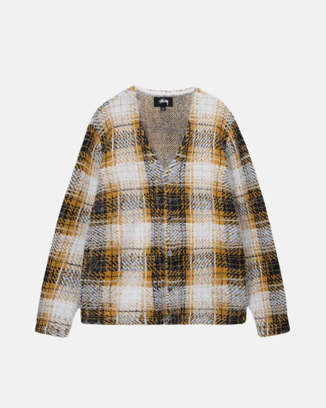 HAIRY PLAID CARDIGAN sold by Stussy