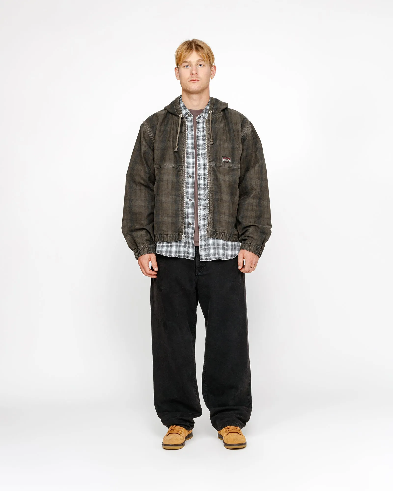 【STUSSY】WORK JACKET UNLINED PLAID Stussy Plaid Unlined Work Jacket Olive Men's - SS24 - US