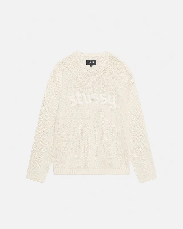 EMBROIDERED V-NECK LOGO SWEATER sold by Stussy