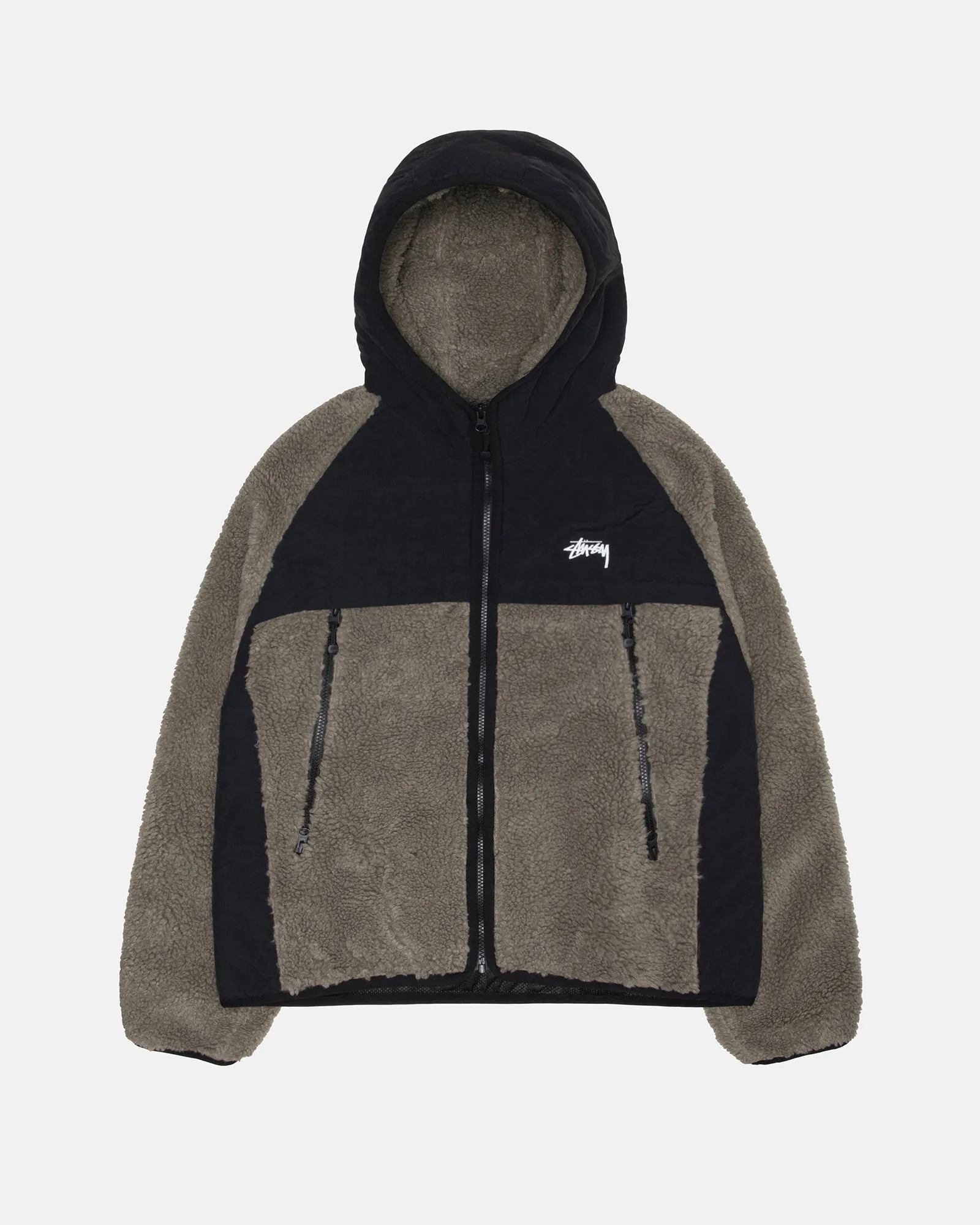 SHERPA PANELED HOODED JACKET sold by Stussy