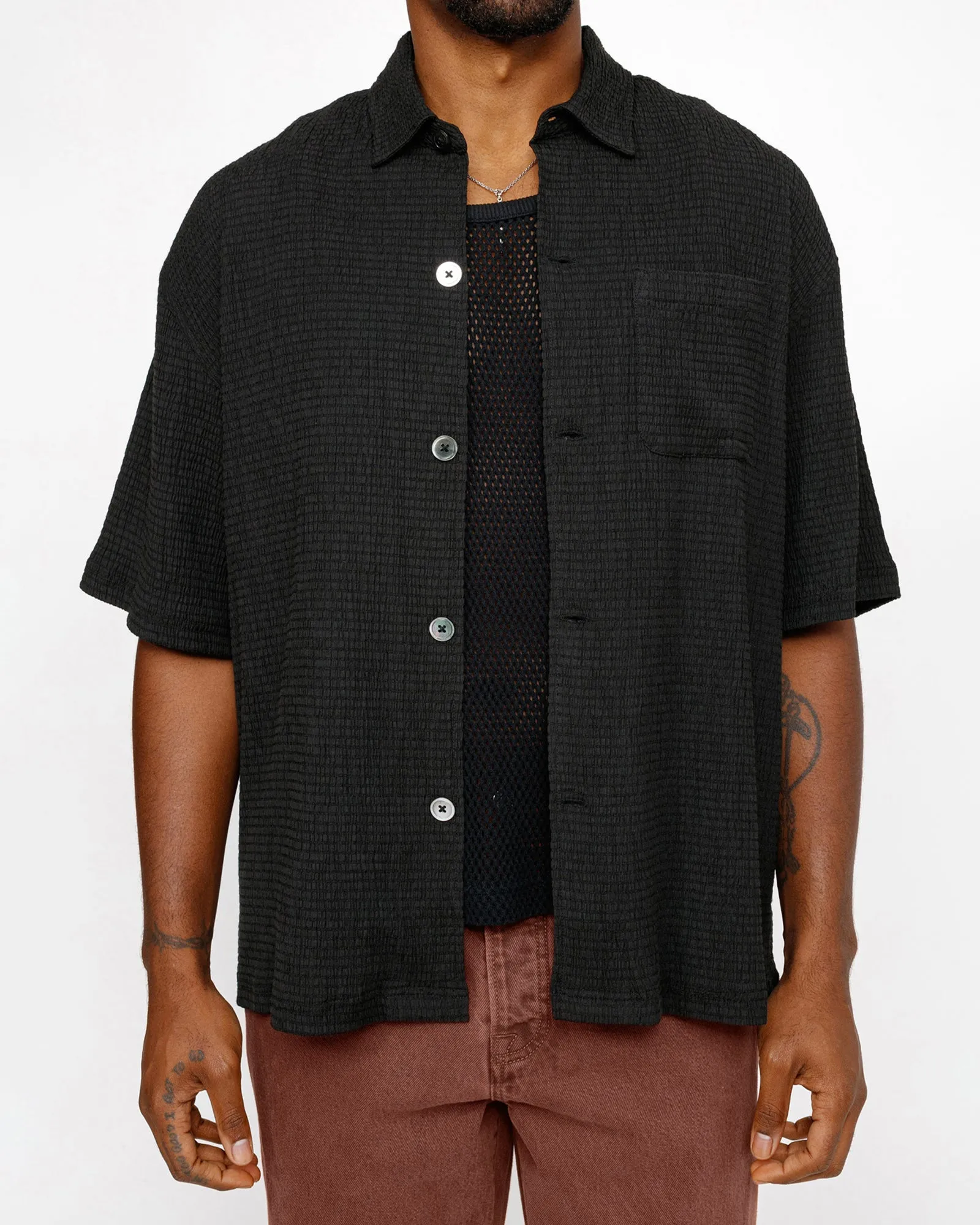 BOXY FLAT HEM SHIRT CRINKLED sold by Stussy product image thumbnail 4