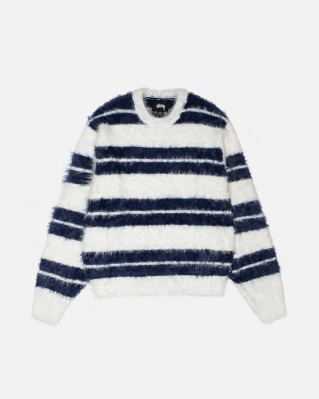 HAIRY STRIPE CREW SWEATER sold by Stussy