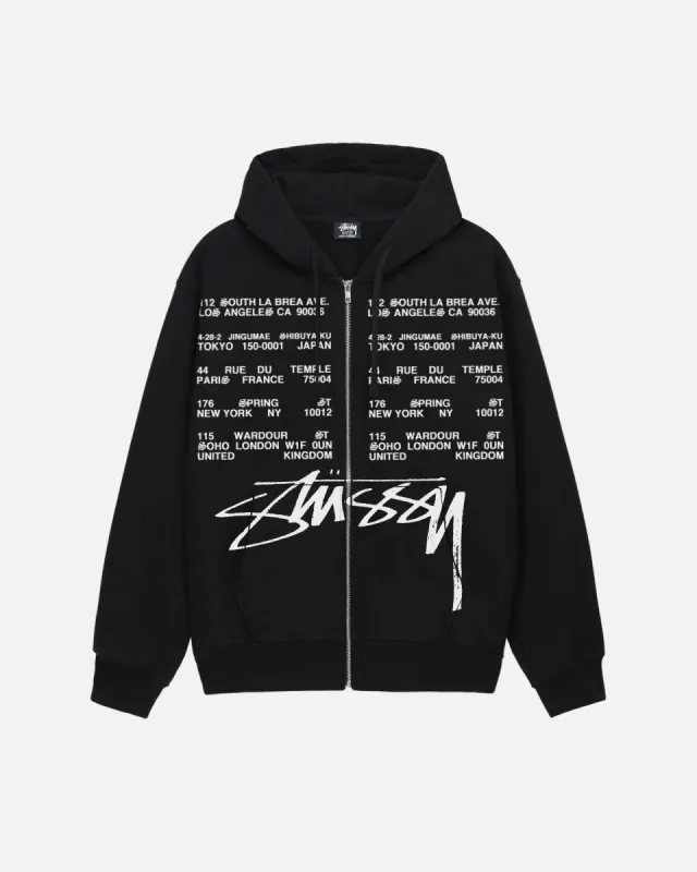 LOCATIONS ZIP HOODIE sold by Stussy