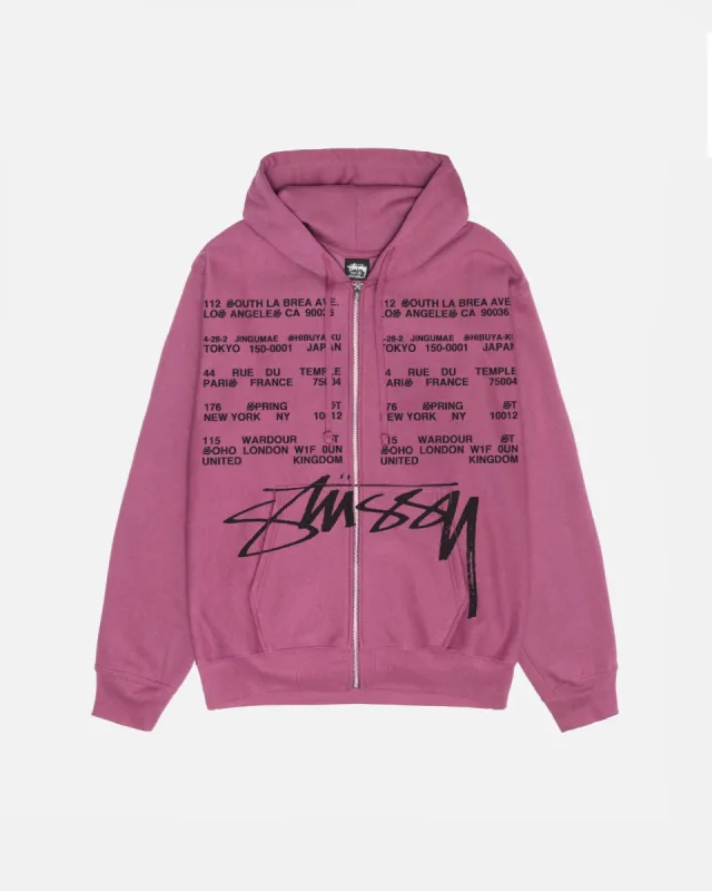 LOCATIONS ZIP HOODIE sold by Stussy