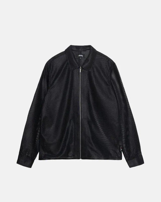 ZIP SHIRT PERFORATED LEATHER sold by Stussy