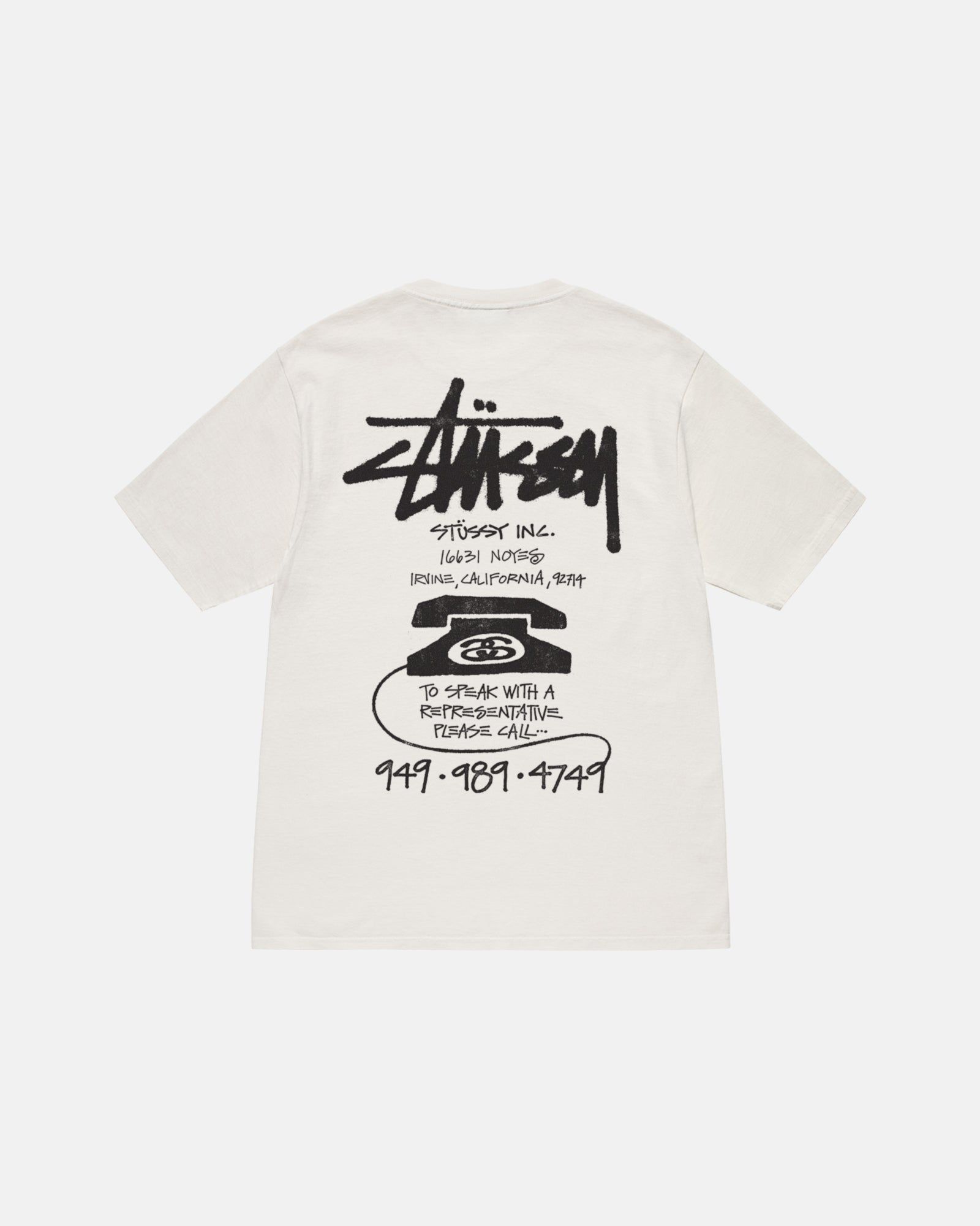 OLD PHONE TEE PIGMENT DYED sold by Stussy