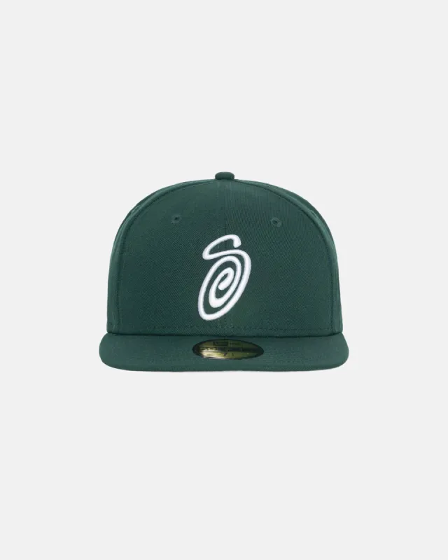 CURLY S 59FIFTY NEW ERA × STUSSY Buy Stussy Curly S 59FIFTY New Era Cap 'Forest Green