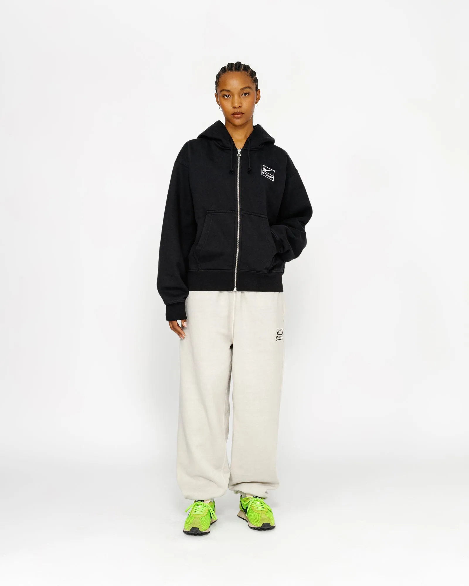 【Stussy x Nike】Stone Washed Fleece Zip Hoodie★Black Nike x Stussy Washed Hoodie (Asia Sizing) Black - DN4029-010