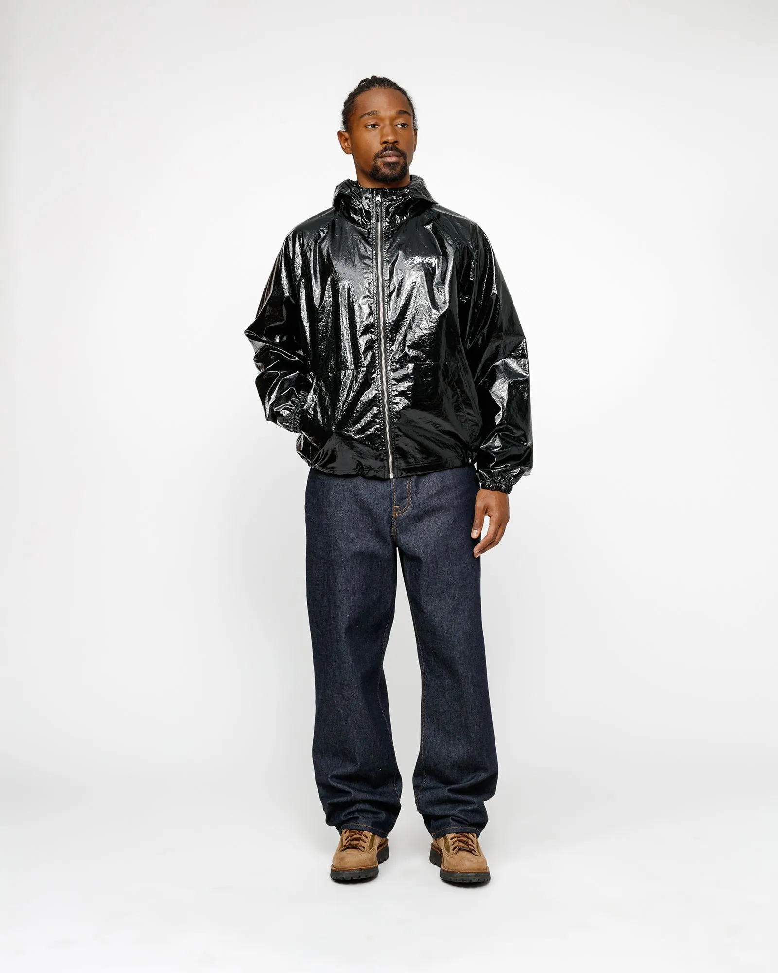 ジャケット・アウター STUSSY BEACH SHELL COATED RIPSTOP 24SS Stussy Beach Shell Coated Ripstop Jacket Black Men's - SS24 - US