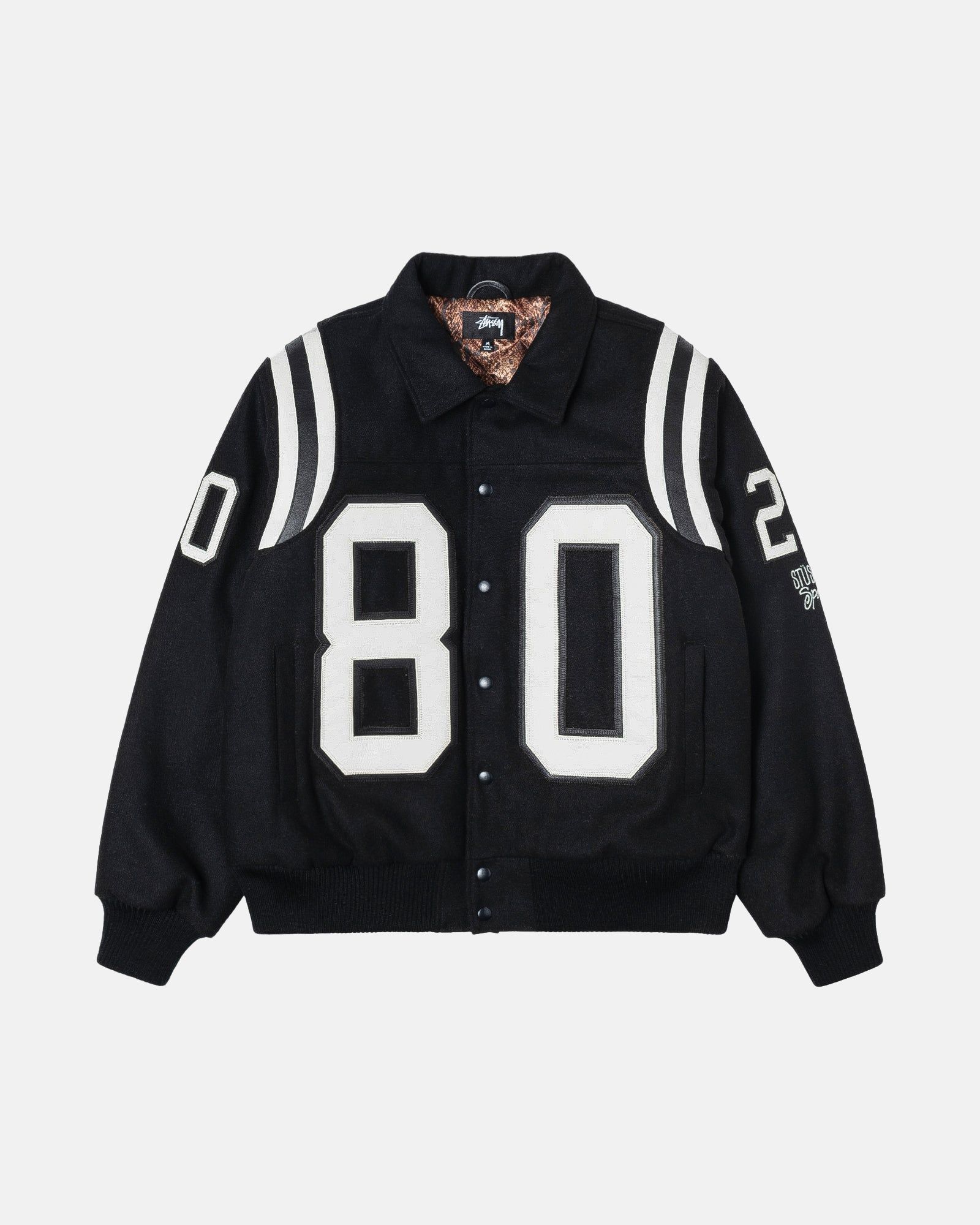80 WOOL VARSITY JACKET sold by Stussy
