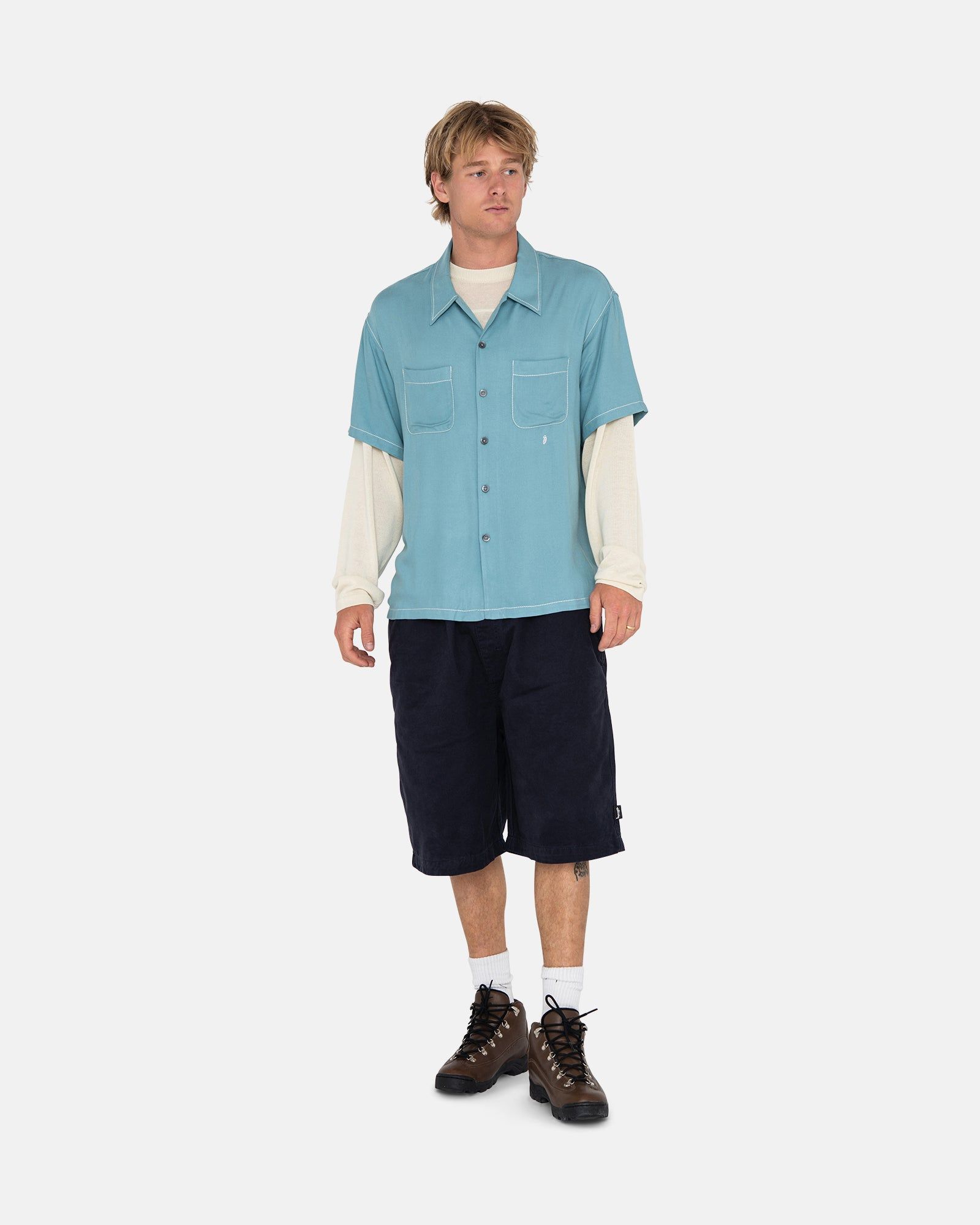 CONTRAST PICK STITCHED SHIRT sold by Stussy product image thumbnail 4