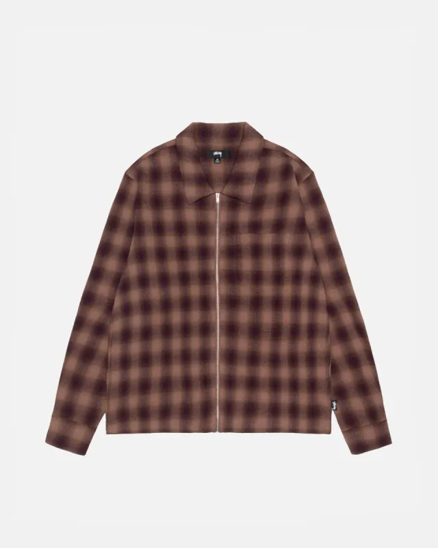 ZIP SHIRT TWISTED YARN PLAID sold by Stussy