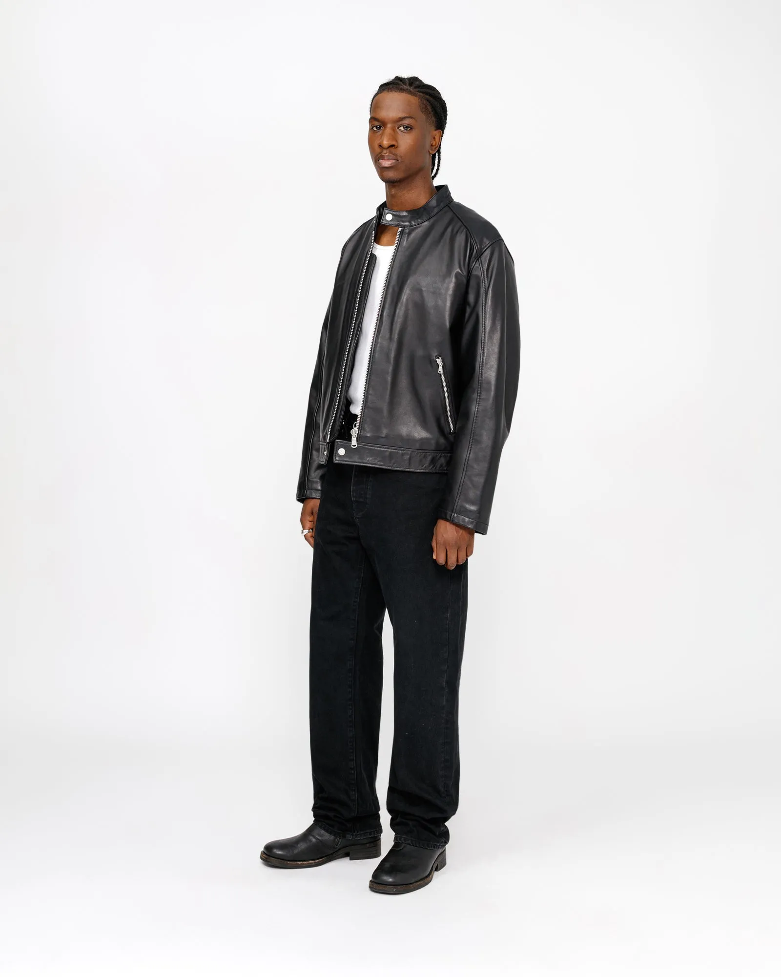 CAFE RACER LEATHER JACKET sold by Stussy product image thumbnail 2