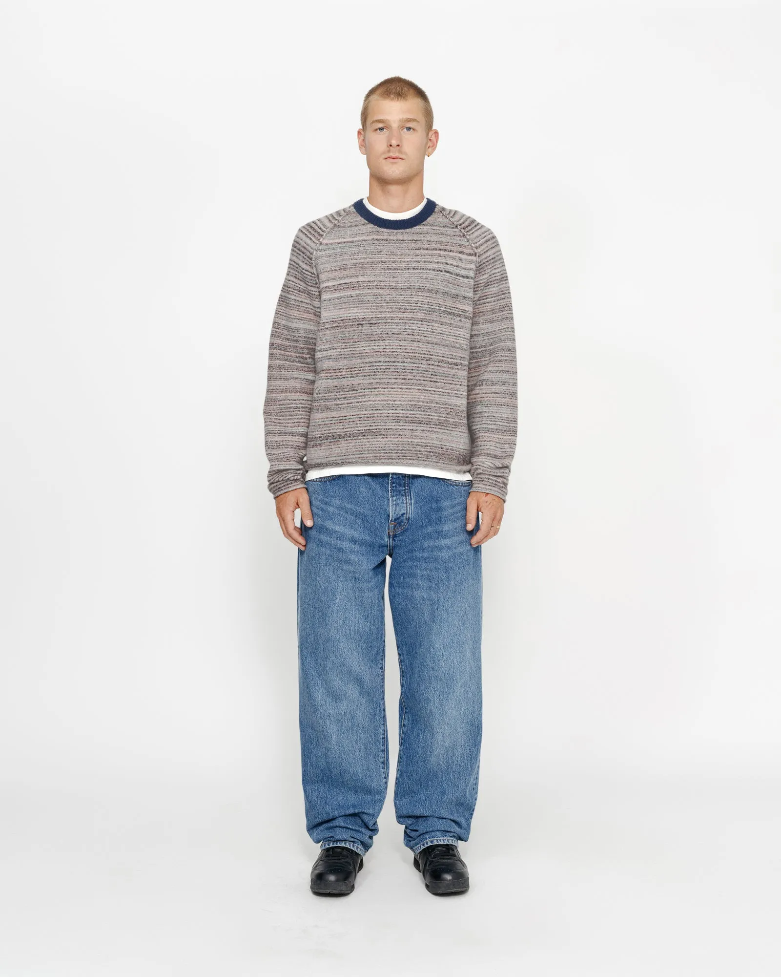 TEXTURED KNIT CONTRAST COLLAR CREW sold by Stussy
