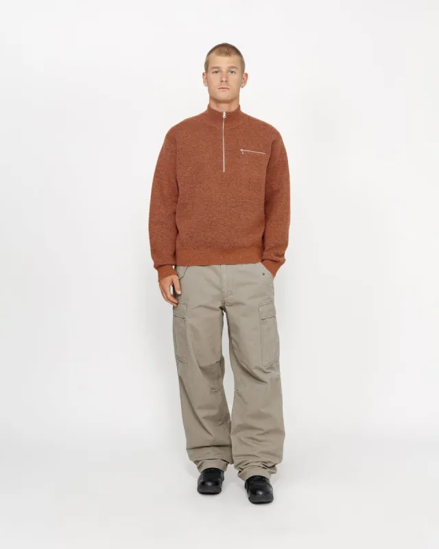 HALF ZIP MOCK NECK SWEATER sold by Stussy