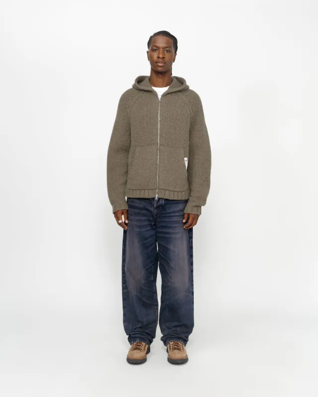 CHUNKY KNIT ZIP HOODIE sold by Stussy