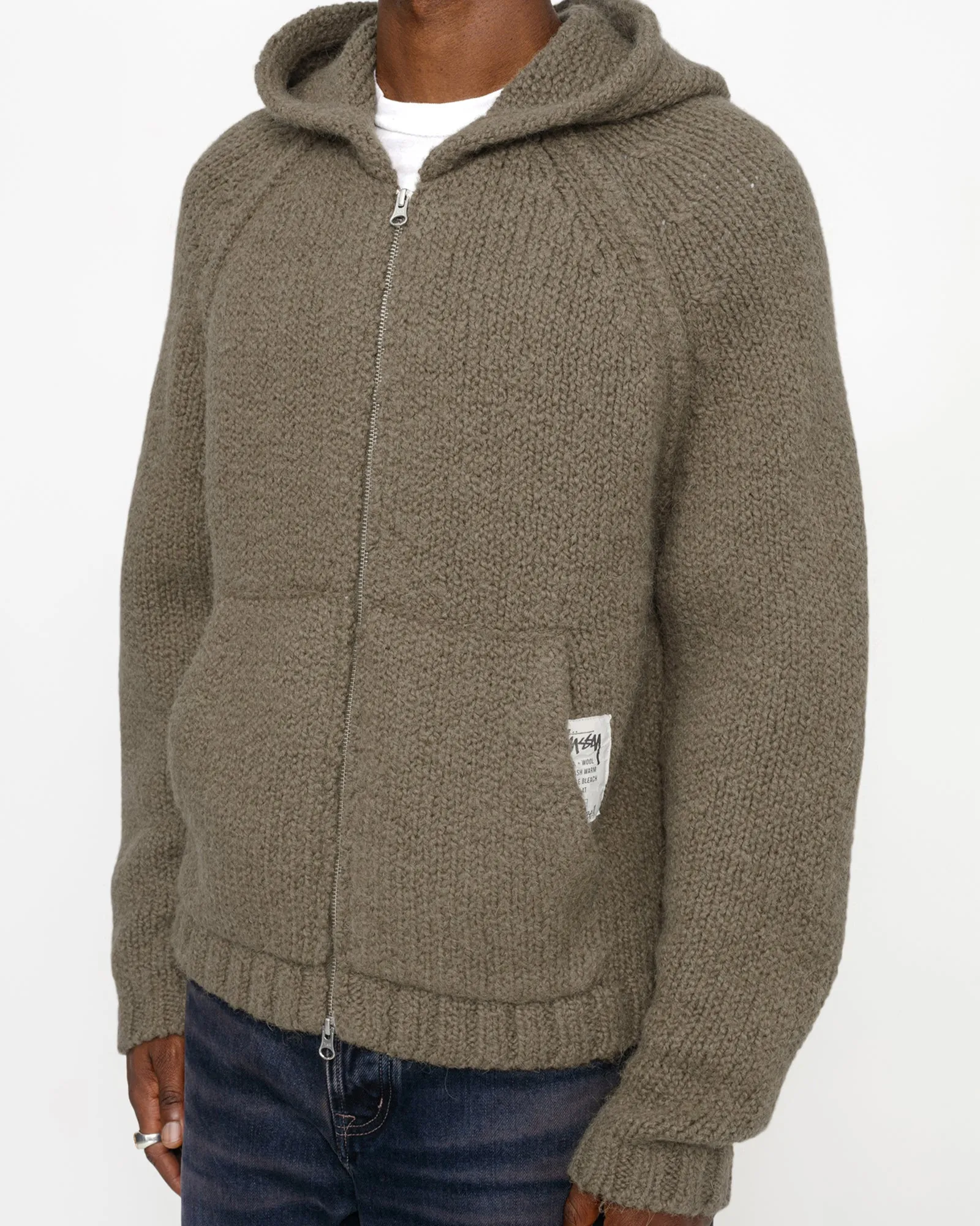 トップス stussy CHUNKY KNIT ZIP HOODIE Buy Stussy Chunky Knit Zip Hoodie 'Ivory' - 117200 IVOR