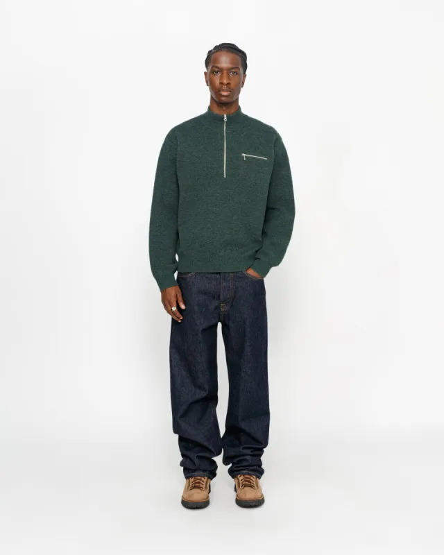 HALF ZIP MOCK NECK SWEATER sold by Stussy