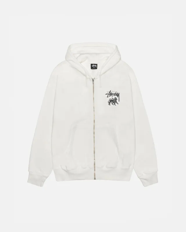 RASTA LION ZIP HOODIE PIGMENT DYED sold by Stussy