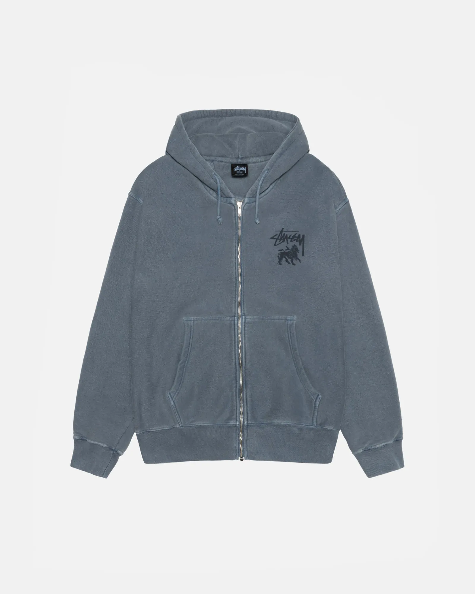 RASTA LION ZIP HOODIE PIGMENT DYED sold by Stussy