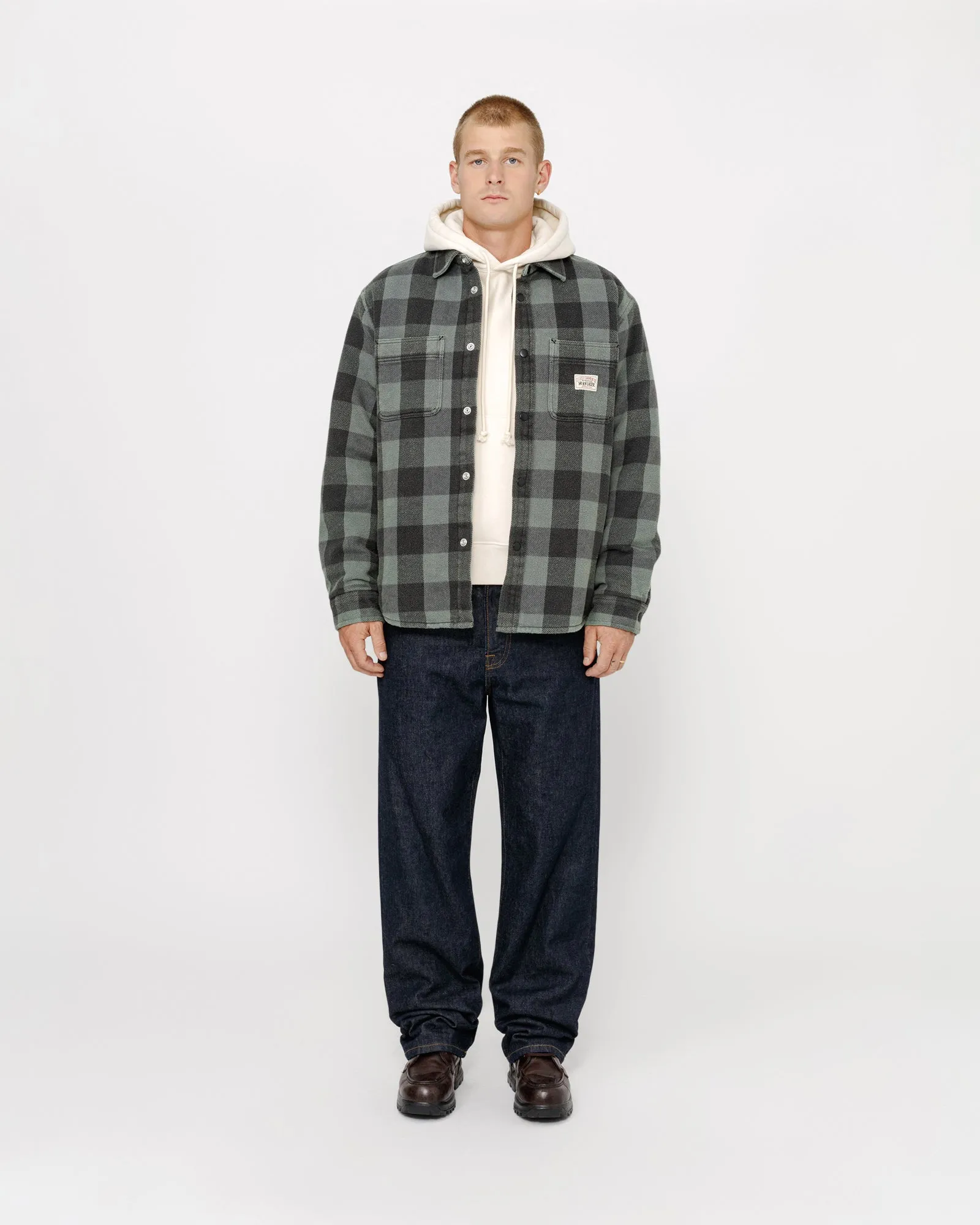 SHERPA LINED BUFFALO PLAID SHIRT sold by Stussy