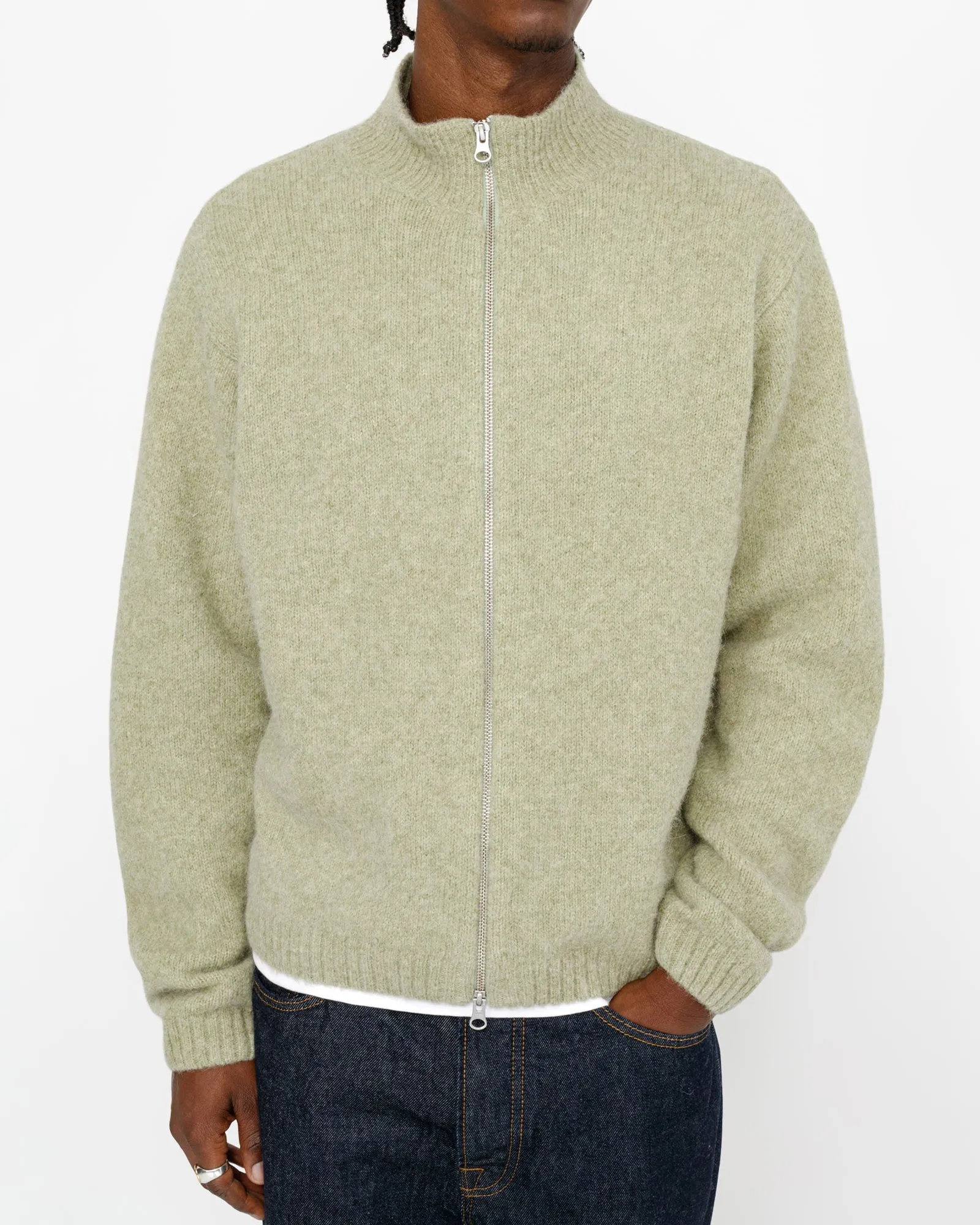 FULL ZIP BRUSHED MERINO SWEATER sold by Stussy product image thumbnail 3